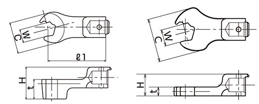 Сменная головка SH12D-4X17N с выемкой рожкового типа для динамометрчиеского ключа